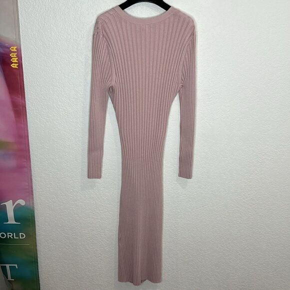 NWT Jonathan Simkhai Kim Womens Ribbed Knit Cut-Out Sweaterdress Dusty Rose XL - Picture 9 of 16